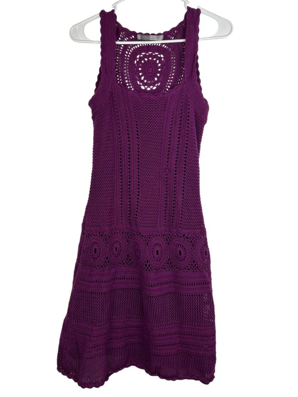 Athleta Dress Women's S Purple Cotton Blend Crochet Knit Sleeveless Casual Wear - Picture 7 of 13